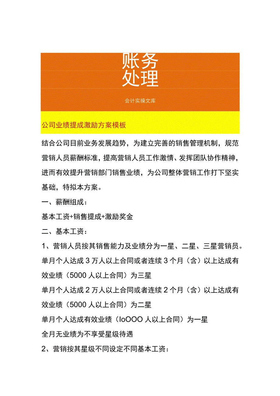 公司业绩提成激励方案模板.docx_第1页