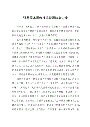 某区党建工作经验做法：强基固本阔步行 旗帜领航争先锋.docx