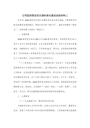 公司坚持落实党支部标准化建设经验材料二.docx