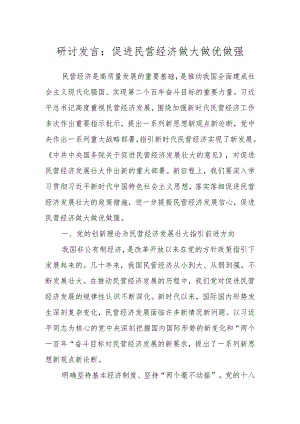 研讨发言：促进民营经济做大做优做强.docx