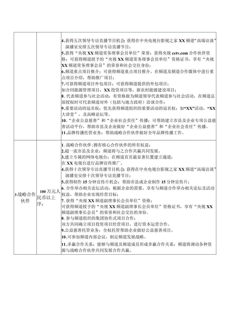 XX电视台XX频道合作标准及权益方案(2023年).docx_第2页