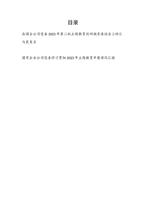 在国企公司党委2023年第二批主题教育巡回指导座谈会上的汇报发言和开展情况汇报.docx