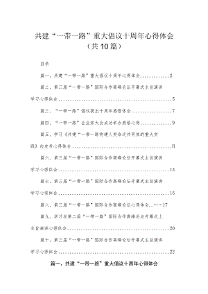 2023共建“一带一路”重大倡议十周年心得体会精选（共10篇）.docx