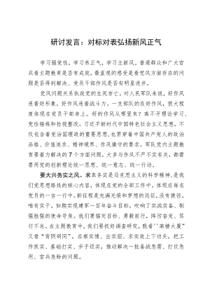 研讨发言：对标对表 弘扬新风正气.docx