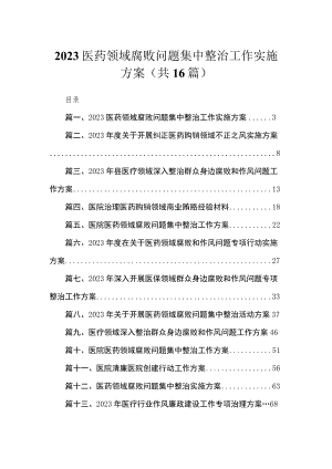 2023医药领域腐败问题集中整治工作实施方案（共16篇）.docx