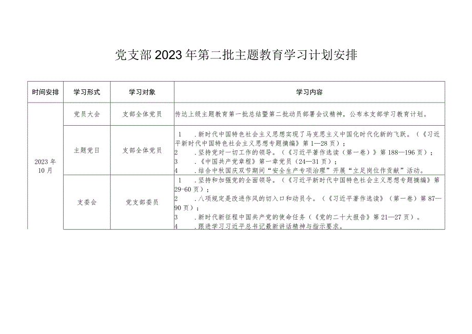 党支部2023年第二批主题教育学习计划安排.docx_第1页