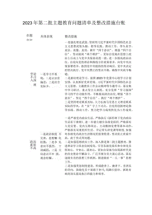 2023年第二批主题教育问题清单及整改措施台账.docx