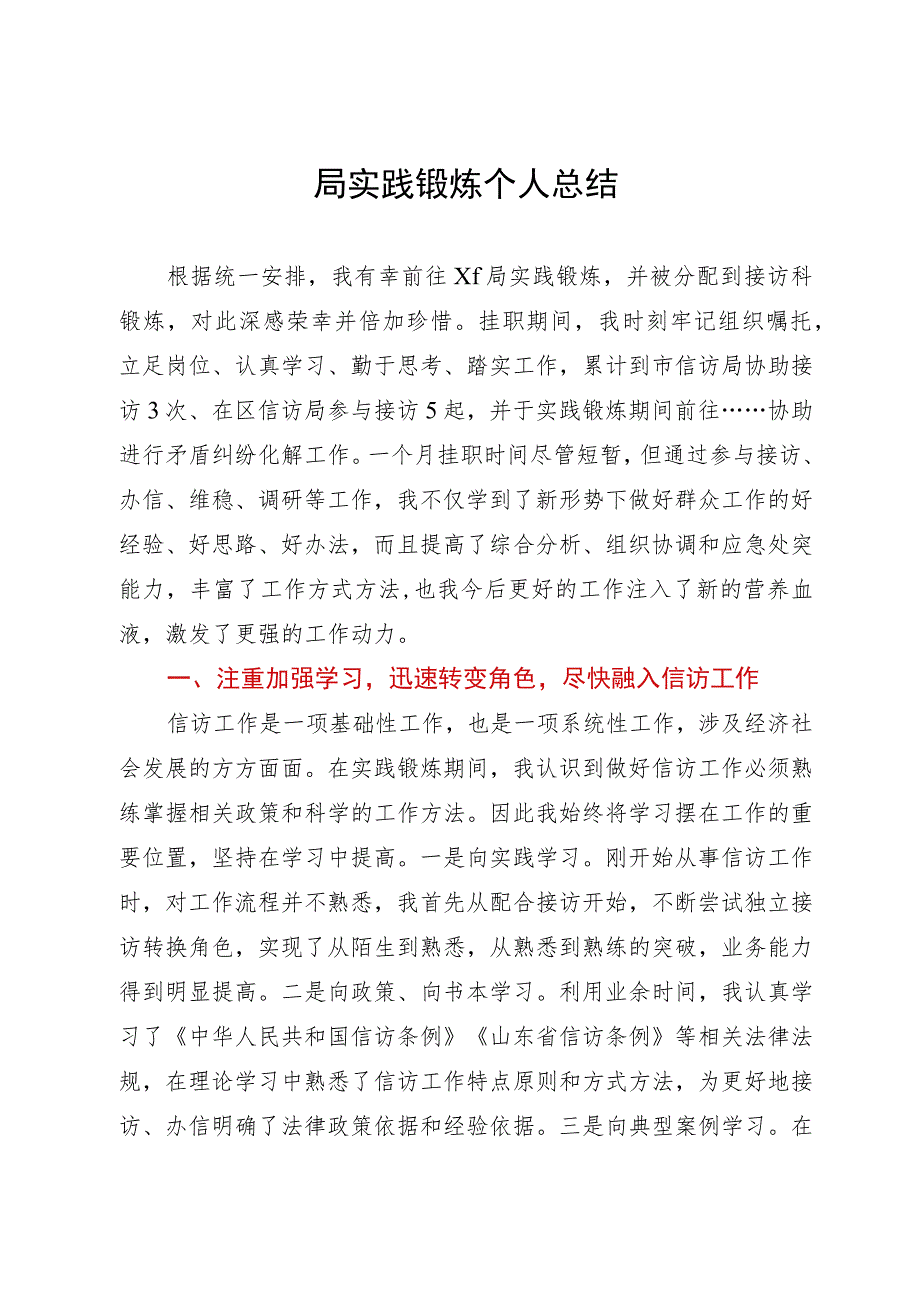 到信访局实践锻炼个人总结.docx_第1页