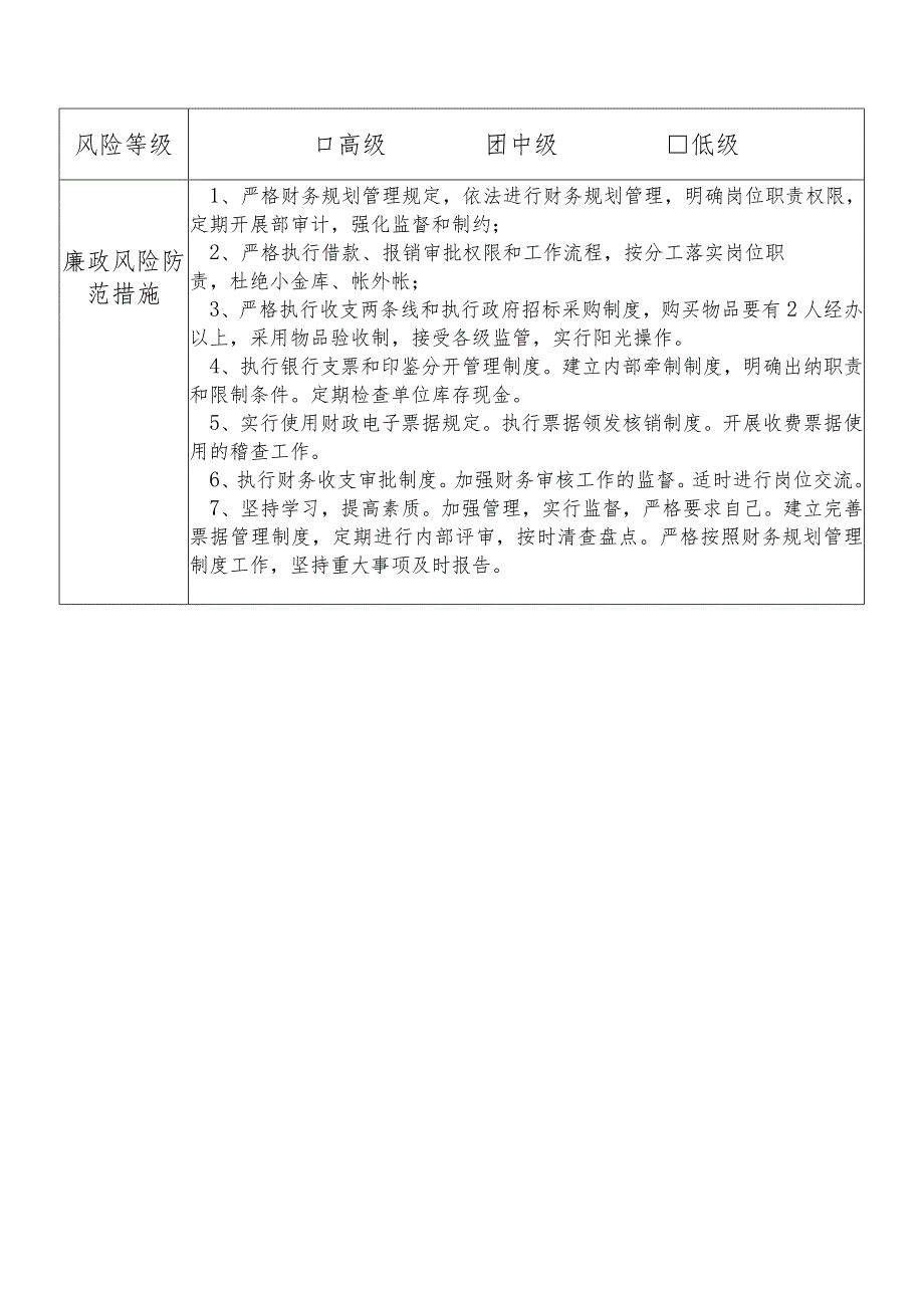 某县财政部门部门财务规划管理股干部个人岗位廉政风险点排查登记表.docx_第2页