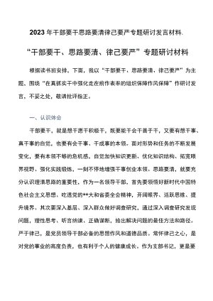 2023年干部要干思路要清律己要严专题研讨发言材料.docx