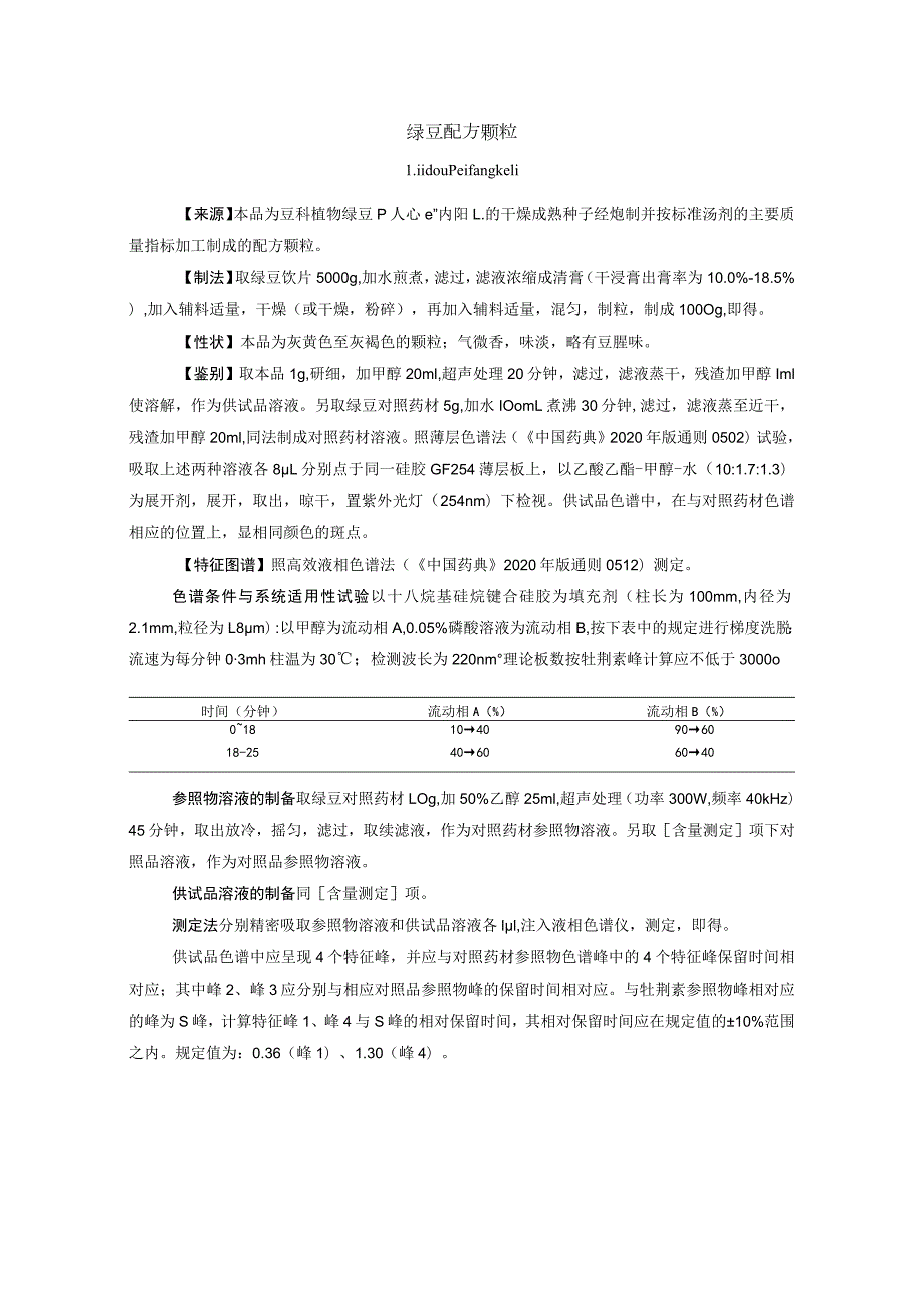 绿豆配方颗粒拟公布质量标准.docx_第1页