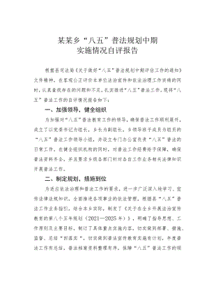 某某乡“八五”普法规划中期实施情况自评报告.docx