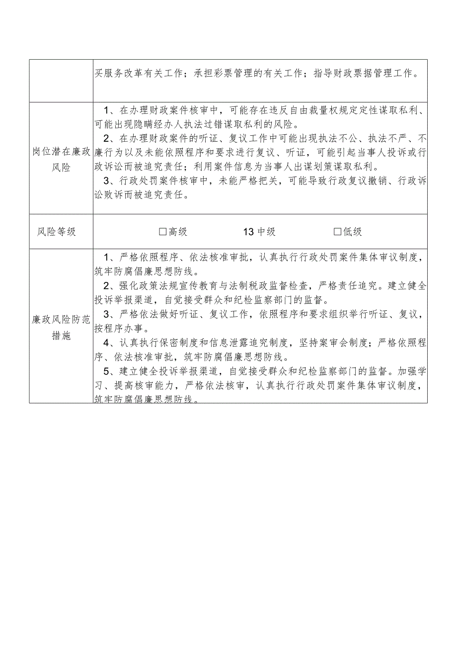 某县财政部门部门政策法规宣传教育与法制税政股干部个人岗位廉政风险点排查登记表.docx_第1页