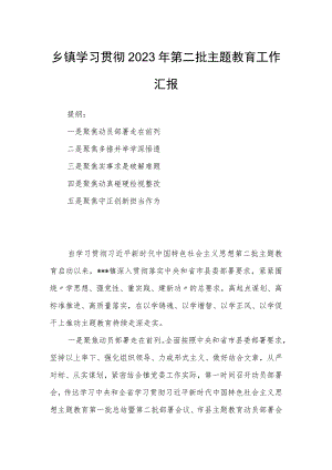 乡镇学习贯彻2023年第二批主题教育工作汇报.docx