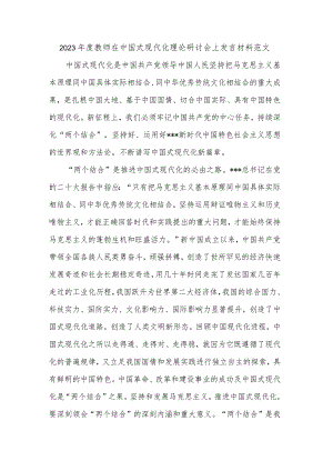 2023年度教师在中国式现代化理论研讨会上发言材料范文.docx