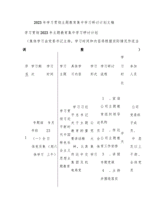 2023年学习贯彻主题教育集中学习研讨计划文稿.docx