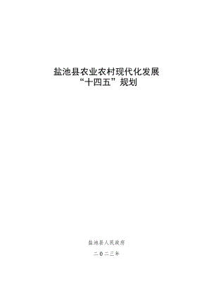 盐池县农业农村现代化发展“十四五”规划.docx