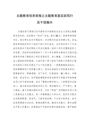 主题教育信息简报之主题教育显实效+笃行实干促振兴.docx