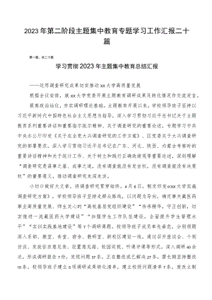 2023年第二阶段主题集中教育专题学习工作汇报二十篇.docx