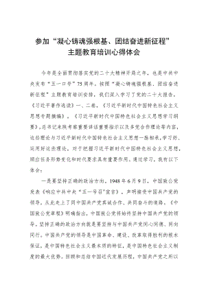 参加“凝心铸魂强根基、团结奋进新征程”主题教育培训心得体会四篇.docx