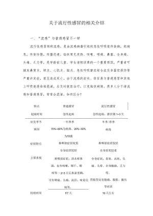 关于流行性感冒的相关介绍.docx