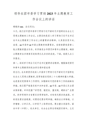 领导在团市委学习贯彻2023年主题教育工作会议上的讲话.docx