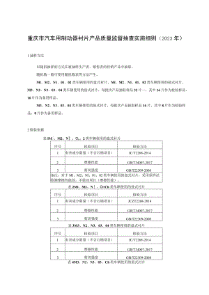 重庆市汽车用制动器衬片产品质量监督抽查实施细则2023年.docx