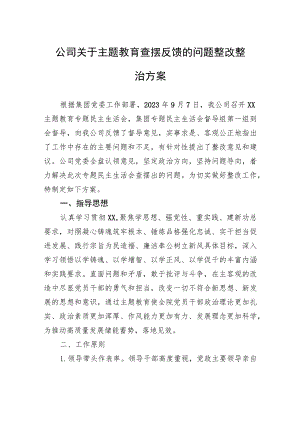 公司关于主题教育查摆反馈的问题整改整治方案.docx