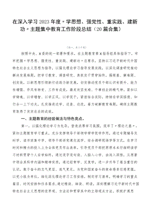 在深入学习2023年度“学思想、强党性、重实践、建新功”主题集中教育工作阶段总结（20篇合集）.docx