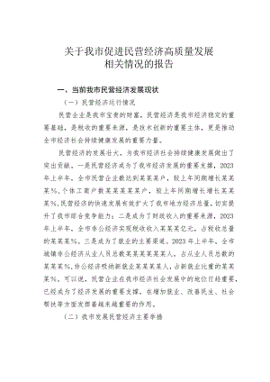 关于我市促进民营经济高质量发展相关情况的报告.docx