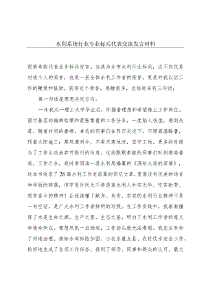 水利系统行业专业标兵代表交流发言材料.docx