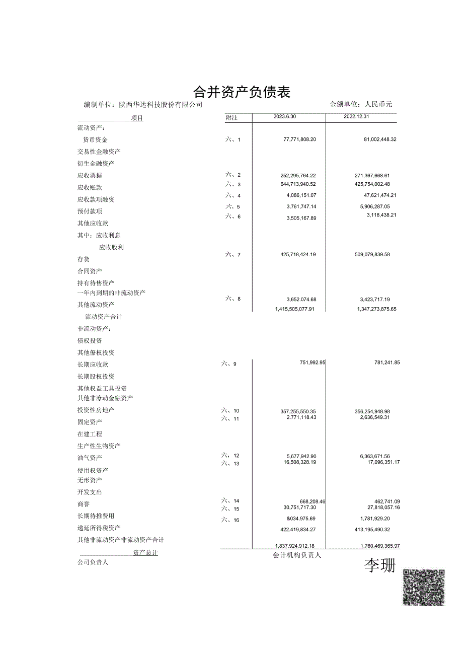 陕西华达：公司财务报表及审阅报告（2023年1月-6月）.docx_第3页