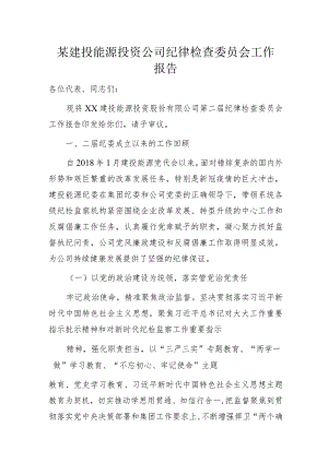 某建投能源投资公司纪律检查委员会工作报告.docx