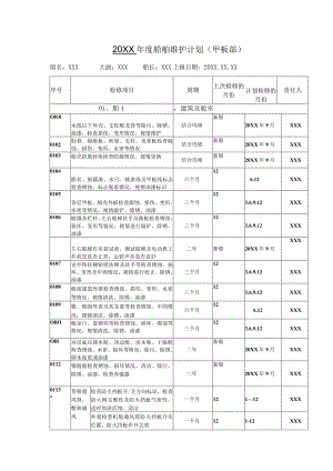 (新)20XX年XX船舶公司甲板年度维护保养工作计划.docx