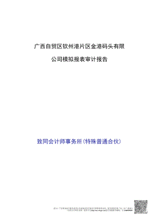 北部湾港：广西自贸区钦州港片区金港码头有限公司模拟报表审计报告.docx