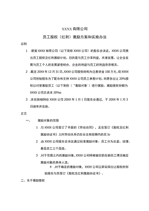 (新)XX公司股权激励方案和实施办法.docx