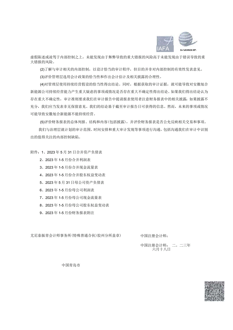 蓝丰生化：安徽旭合新能源科技有限公司审计报告.docx_第2页