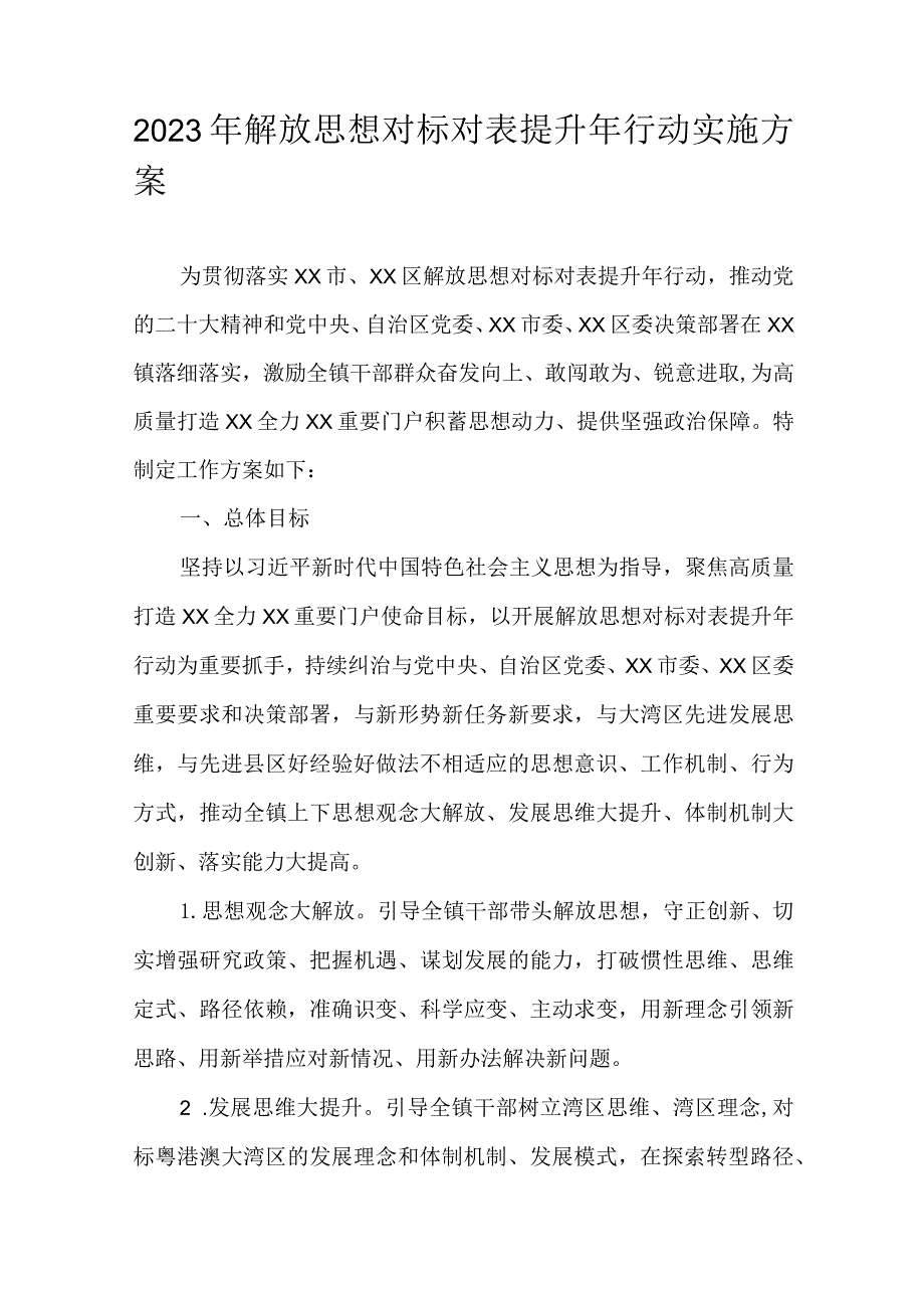 2023年解放思想对标对表提升年行动实施方案.docx_第1页