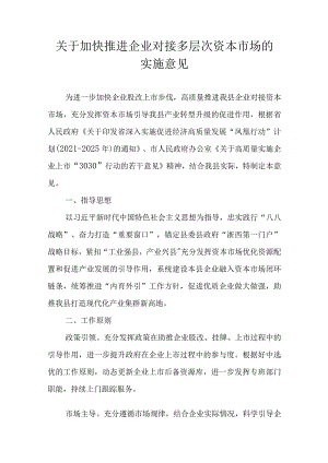 关于加快推进企业对接多层次资本市场的实施意见.docx