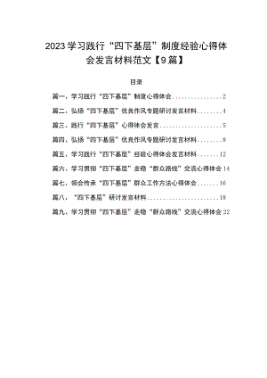 2023学习践行“四下基层”制度经验心得体会发言材料范文【9篇】.docx