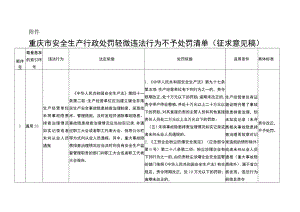 重庆市安全生产行政处罚轻微违法行为不予处罚清单（征.docx