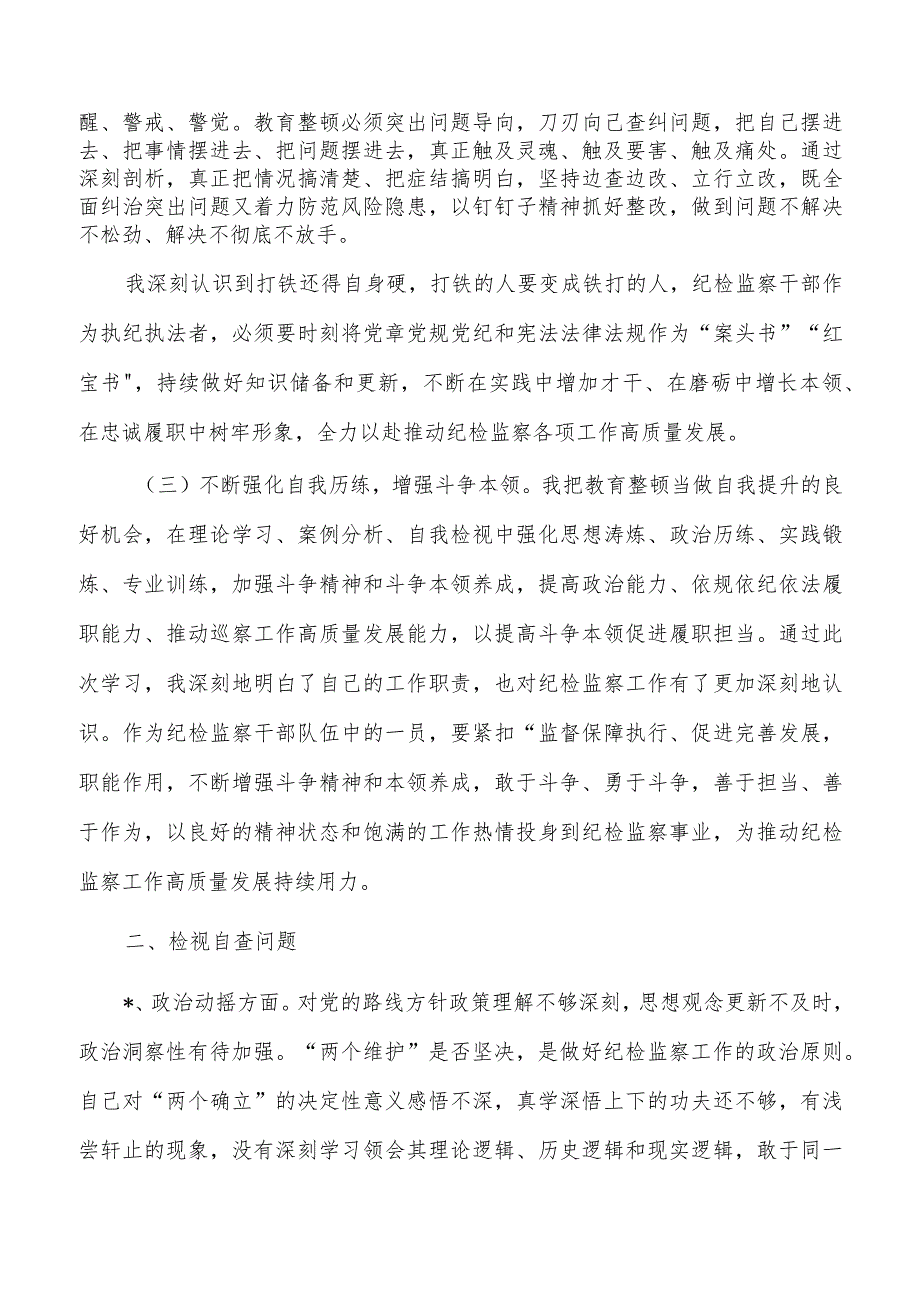 纪检整顿检视整治个人自纠自查.docx_第2页