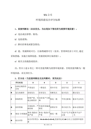 XX公司环境因素综合评分标准（2023年）.docx