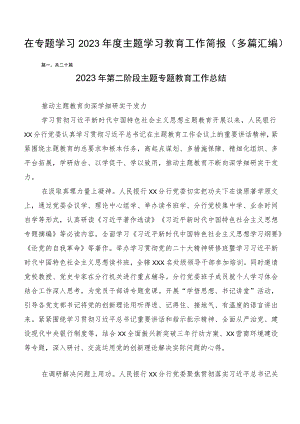 在专题学习2023年度主题学习教育工作简报（多篇汇编）.docx