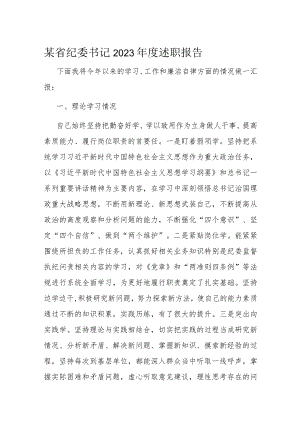 某省纪委书记2023年度述职报告.docx