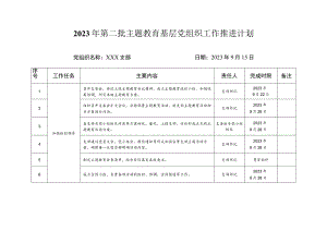 2023年第二批主题教育基层党组织工作推进计划.docx