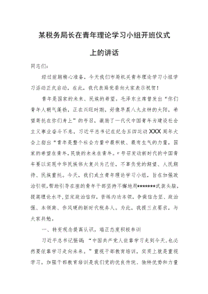 某税务局长在青年理论学习小组开班仪式上的讲话.docx