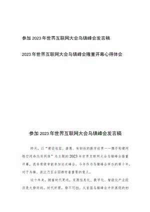 参加2023年世界互联网大会乌镇峰会发言稿心得体会2篇.docx