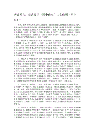 研讨发言：坚决捍卫“两个确立” 切实做到“两个维护”.docx