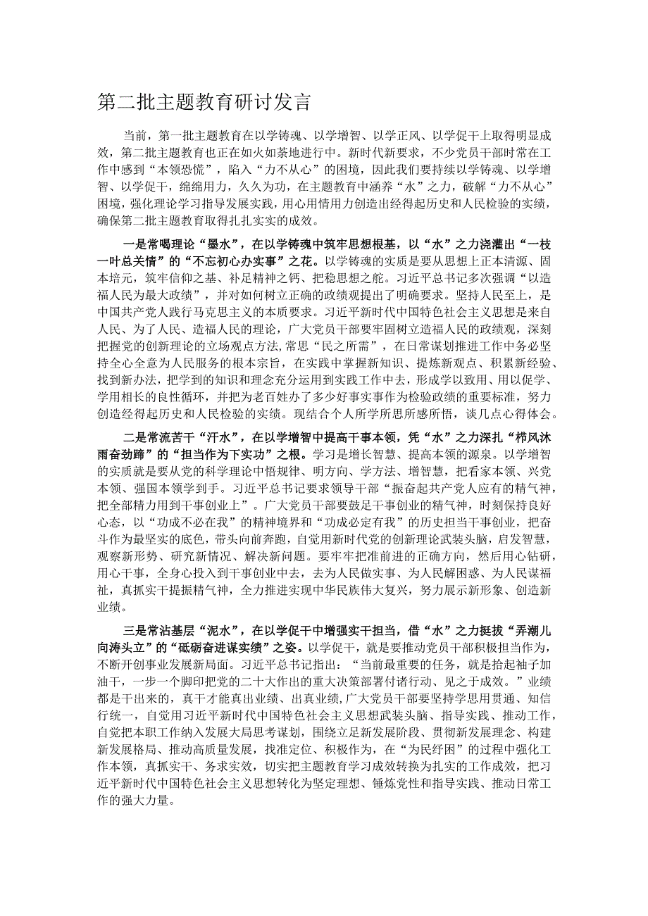 第二批主题教育研讨发言.docx_第1页